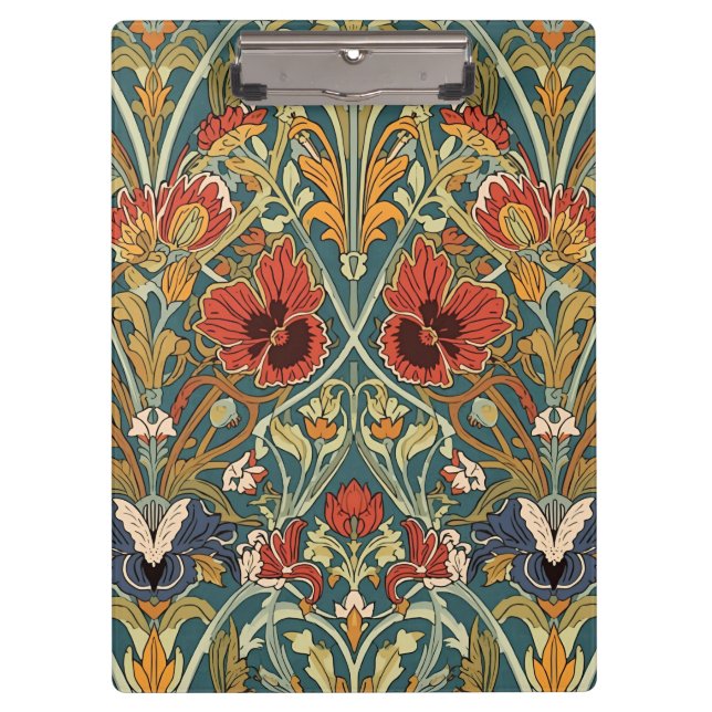 William Morris Compton Floral Art Nouveau Pattern Clipboard (Front)