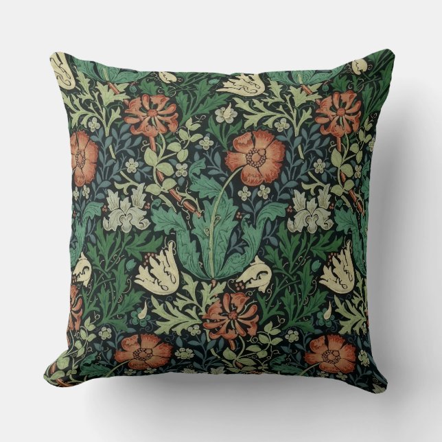 William Morris Compton Floral Art Nouveau Pattern Cushion (Front)