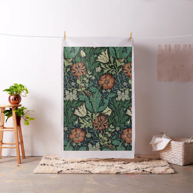 William Morris Compton Floral Art Nouveau Pattern Fabric | Zazzle