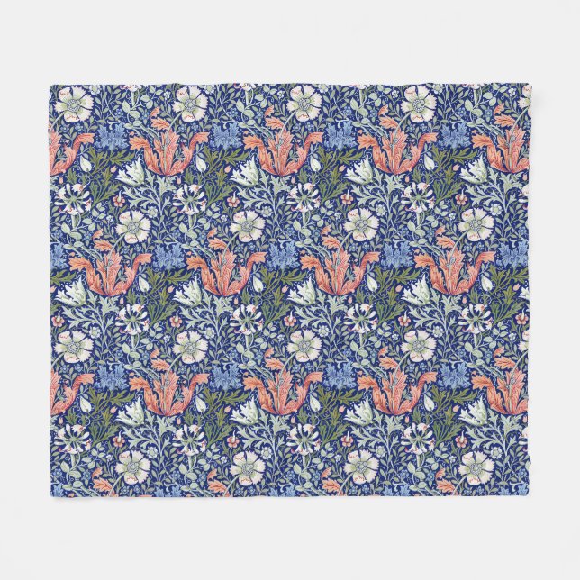 William Morris Compton Floral Art Nouveau Pattern Fleece Blanket (Front (Horizontal))