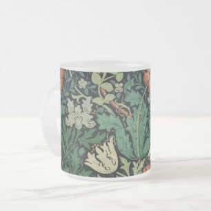 William Morris Compton Floral Art Nouveau Pattern Frosted Glass Coffee Mug