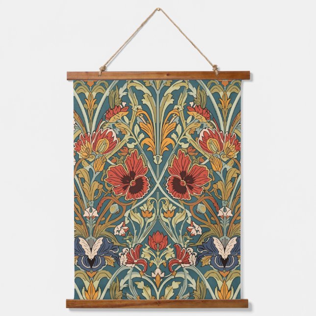 William Morris Compton Floral Art Nouveau Pattern Hanging Tapestry (Front)