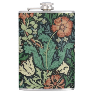 William Morris Compton Floral Art Nouveau Pattern Hip Flask
