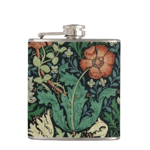 William Morris Compton Floral Art Nouveau Pattern Hip Flask