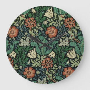 William Morris Compton Floral Art Nouveau Pattern Large Clock