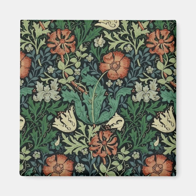 William Morris Compton Floral Art Nouveau Pattern Magnet (Front)