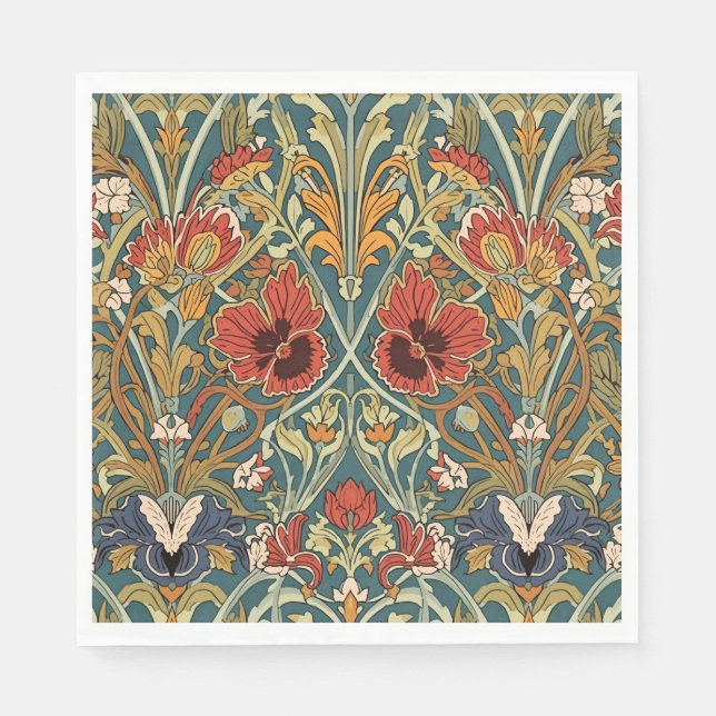 William Morris Compton Floral Art Nouveau Pattern Napkin (Front)