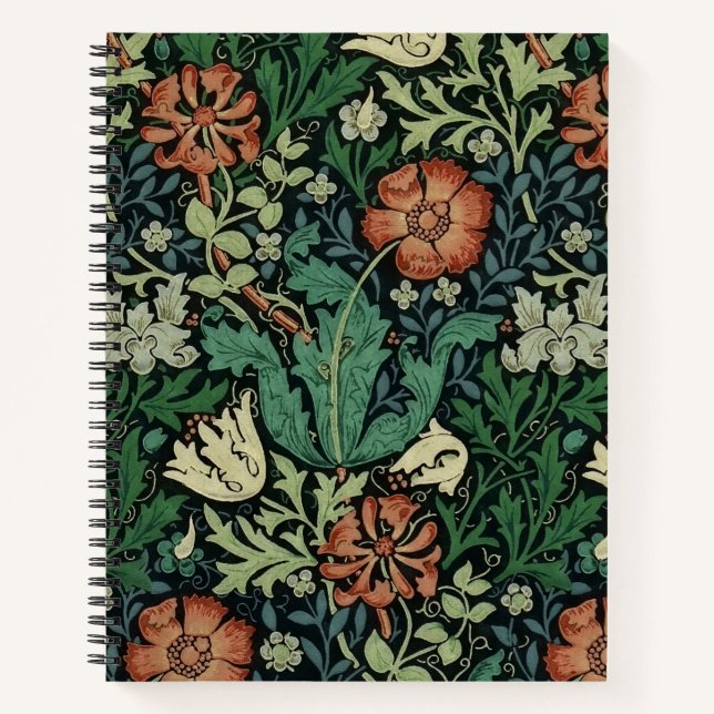 William Morris Compton Floral Art Nouveau Pattern Notebook (Front)