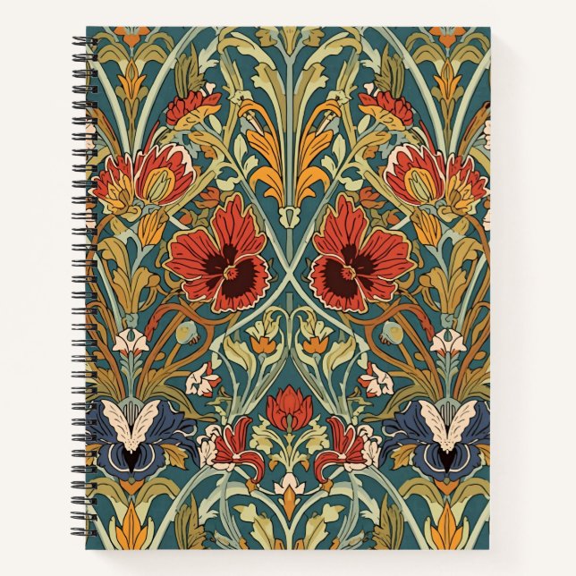 William Morris Compton Floral Art Nouveau Pattern Notebook (Front)