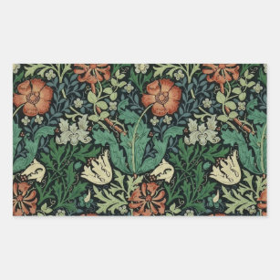 William Morris Compton Floral Art Nouveau Pattern Rectangular Sticker