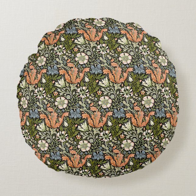 William Morris Compton Floral Art Nouveau Pattern Round Cushion (Front)