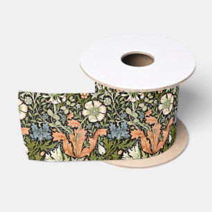 William Morris Compton Floral Art Nouveau Pattern Satin Ribbon