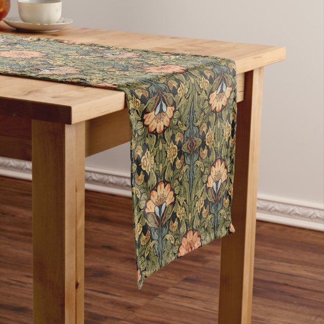 William Morris Compton Floral Art Nouveau Pattern Short Table Runner (In Situ)