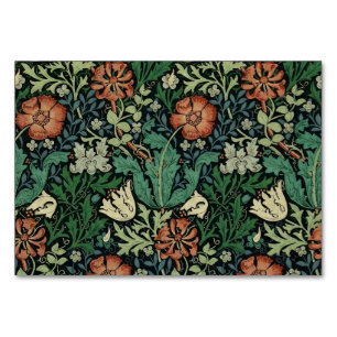 William Morris Compton Floral Art Nouveau Pattern Table Number