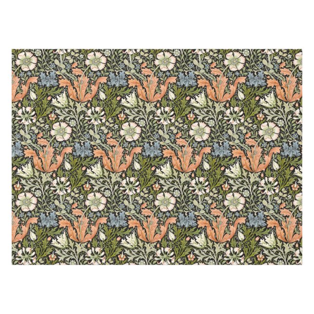 William Morris Compton Floral Art Nouveau Pattern Tablecloth (Front (Horizontal))