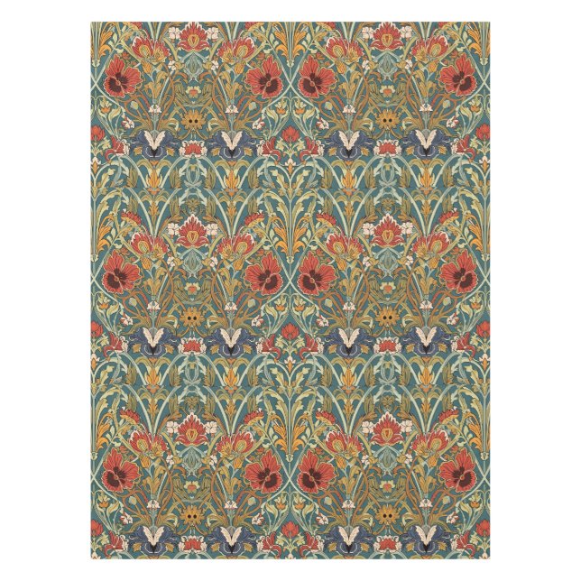 William Morris Compton Floral Art Nouveau Pattern Tablecloth (Front)