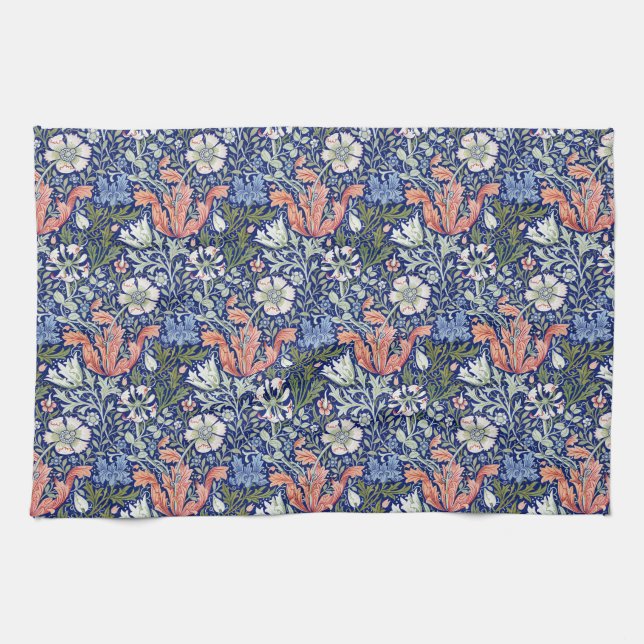 William Morris Compton Floral Art Nouveau Pattern Tea Towel (Horizontal)