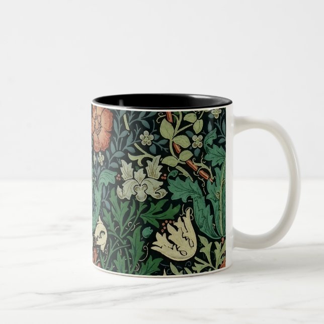 William Morris Compton Floral Art Nouveau Pattern Two-Tone Coffee Mug (Right)