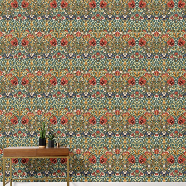William Morris Compton Floral Art Nouveau Pattern Wallpaper (Hallway)