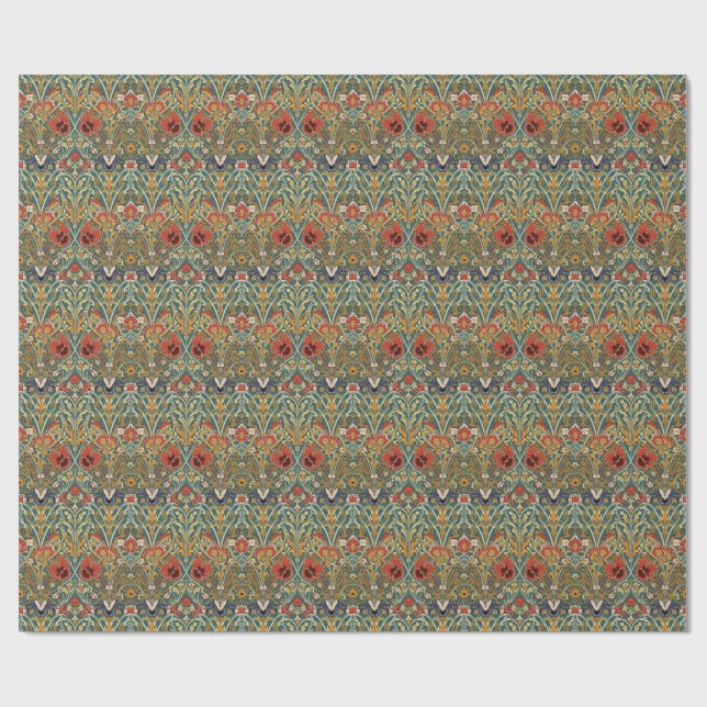 William Morris Compton Floral Art Nouveau Pattern Wrapping Paper (Flat)