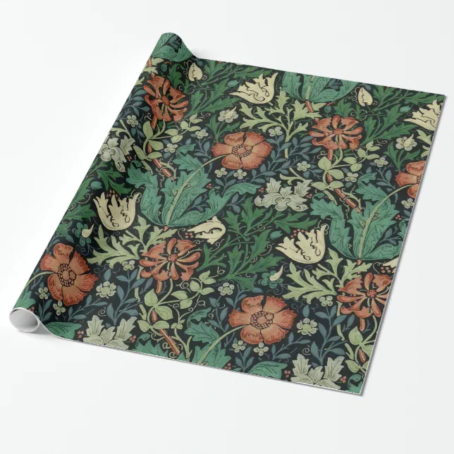William Morris Compton Floral Art Nouveau Pattern Wrapping Paper | Zazzle