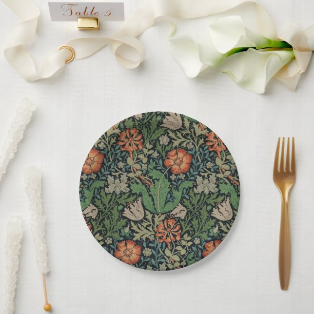 William Morris Compton Wallpaper Classic Paper Plate (Wedding)