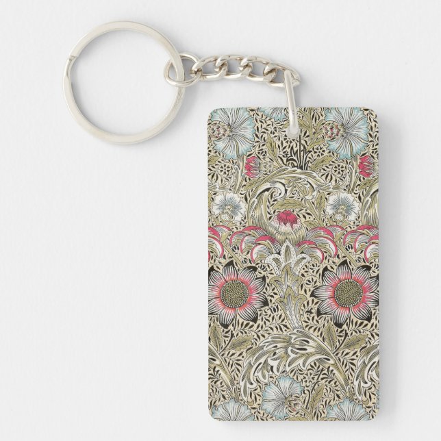 William Morris Corncockle Botanical Vine Floral Key Ring (Front)