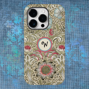 William Morris Corncockle Cream Rose With Initial iPhone 14 Pro Case
