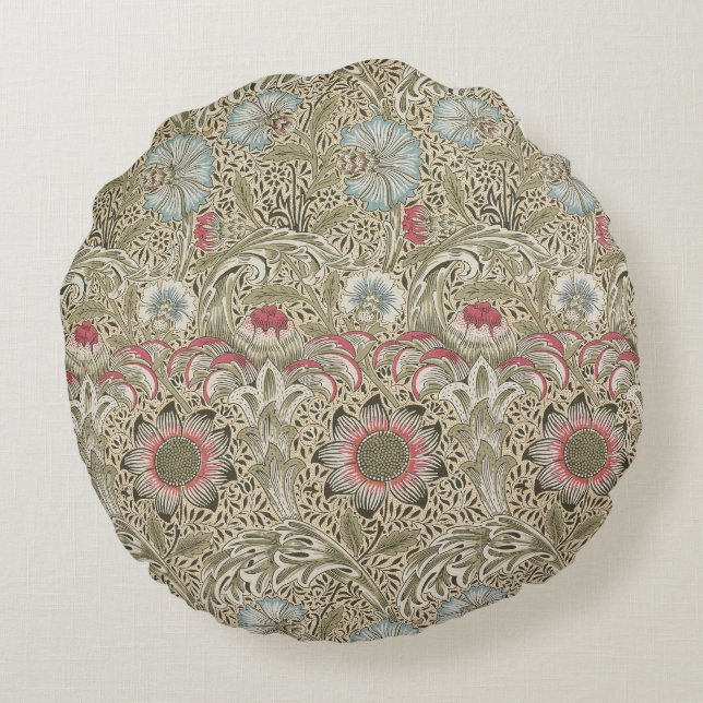 William Morris: Corncockle design Round Cushion (Back)