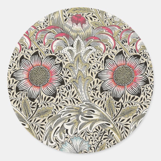 William Morris Corncockle wallpaper floral  Classic Round Sticker (Front)