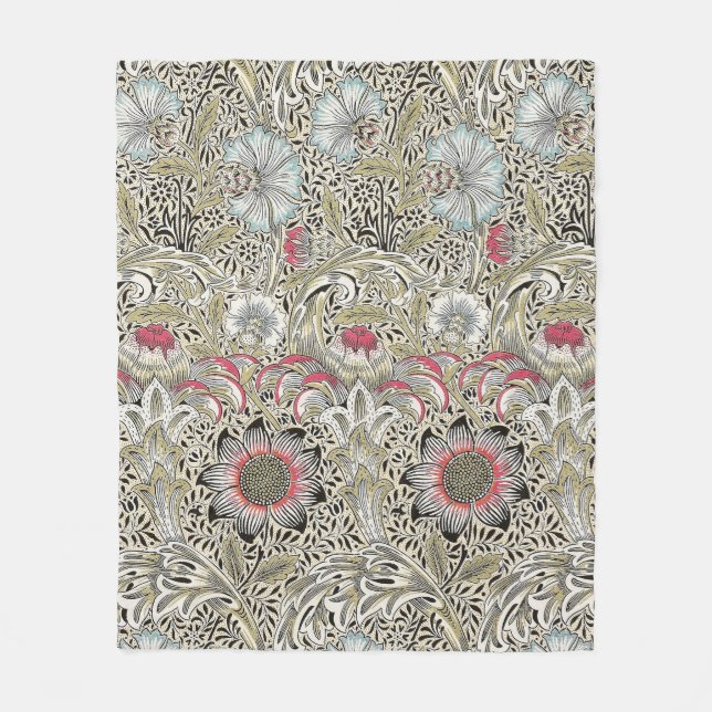 William Morris Corncockle wallpaper floral  Fleece Blanket (Front)
