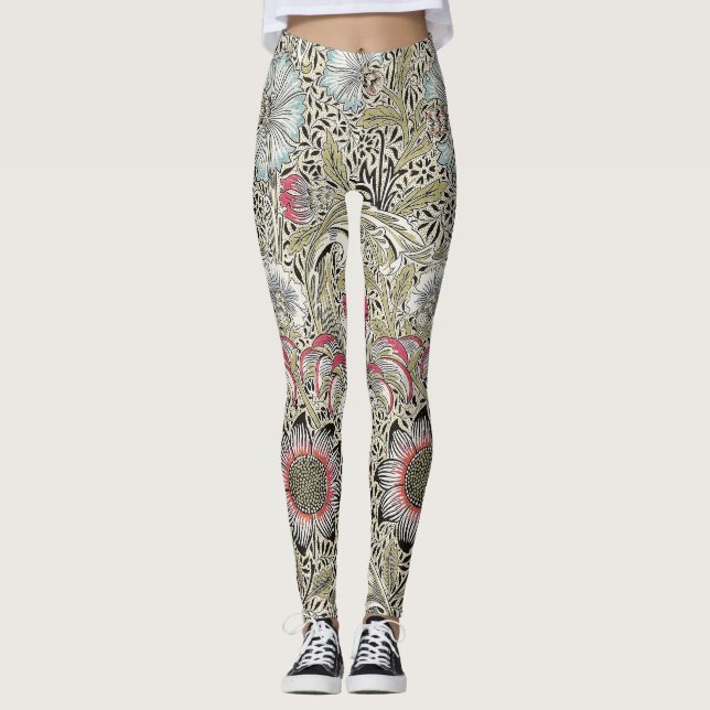 William Morris Corncockle wallpaper floral  Leggings (Front)