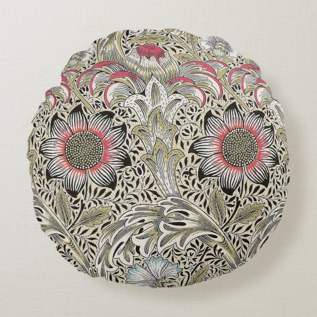 William Morris Corncockle wallpaper floral  Round Cushion (Front)