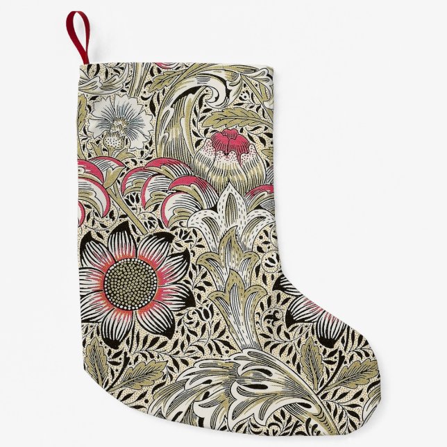William Morris Corncockle wallpaper floral  Small Christmas Stocking (Front)