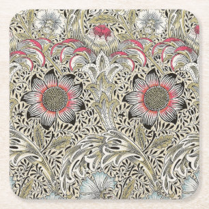 William Morris Corncockle wallpaper floral  Square Paper Coaster