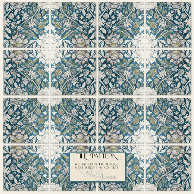William Morris Craftsman Era Vintage Sketch RIGHT  Tile (Creator Uploaded)