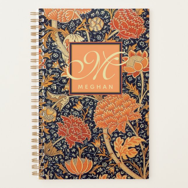 William Morris - Cray - Art Nouveau Orange Floral Planner (Front)