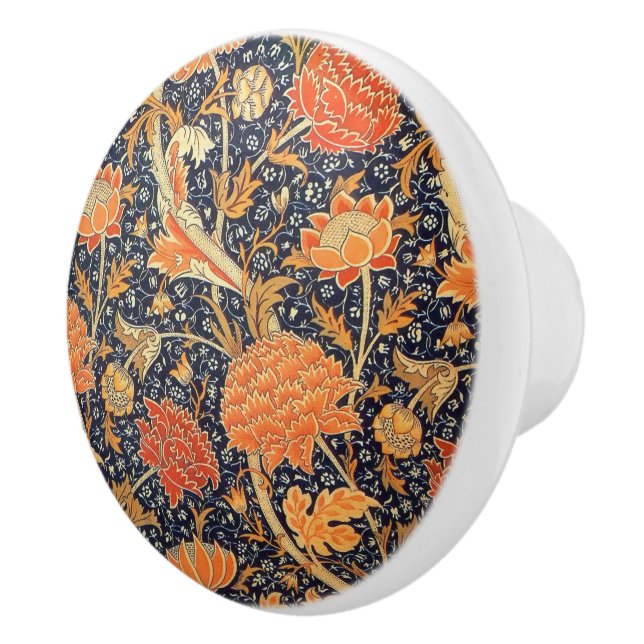 William Morris Cray Floral Art Nouveau Pattern Ceramic Knob (Right)