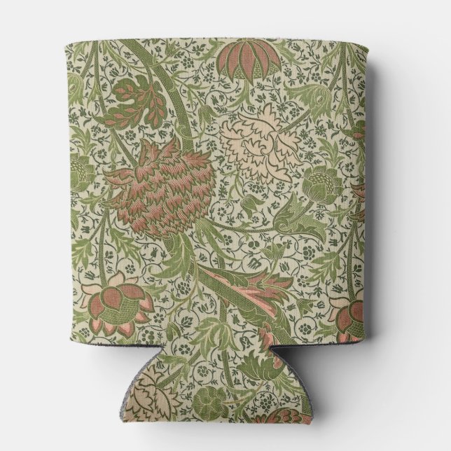 William Morris Cray Sage Flower Floral Botanical Can Cooler (Back)