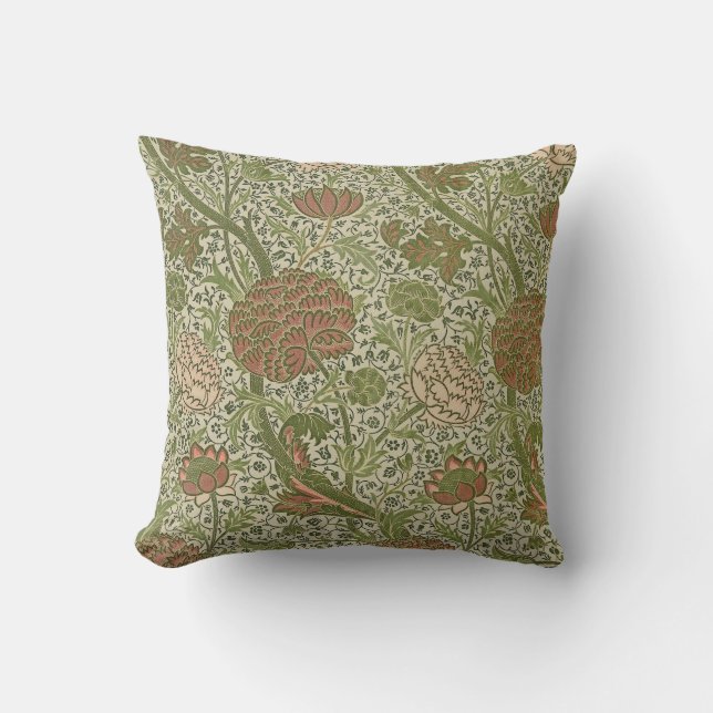 William Morris Cray Sage Flower Floral Botanical Cushion (Front)
