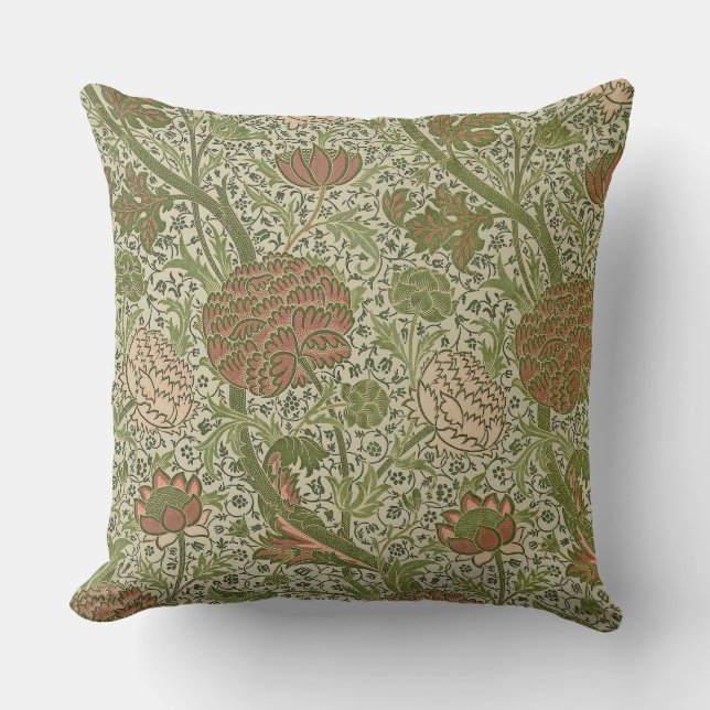 William Morris Cray Sage Flower Floral Botanical Cushion (Front)