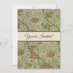 William Morris Cray Sage Flower Floral Botanical Invitation