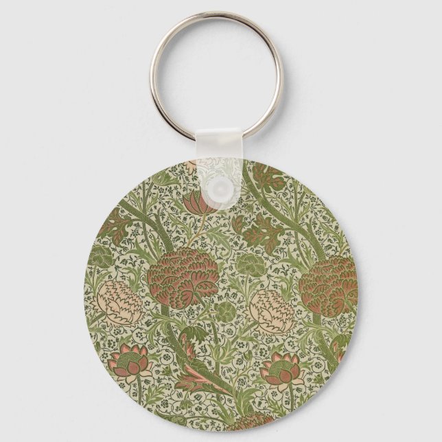 William Morris Cray Sage Flower Floral Botanical Key Ring (Front)