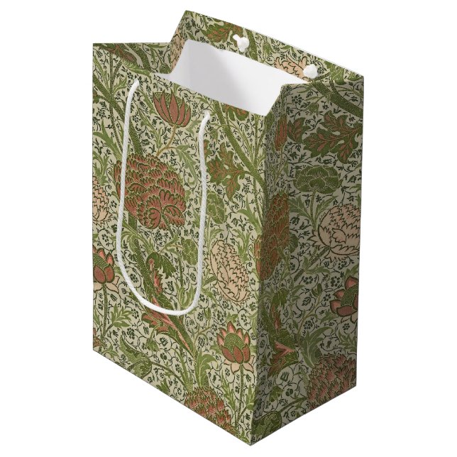 William Morris Cray Sage Flower Floral Botanical Medium Gift Bag (Front Angled)