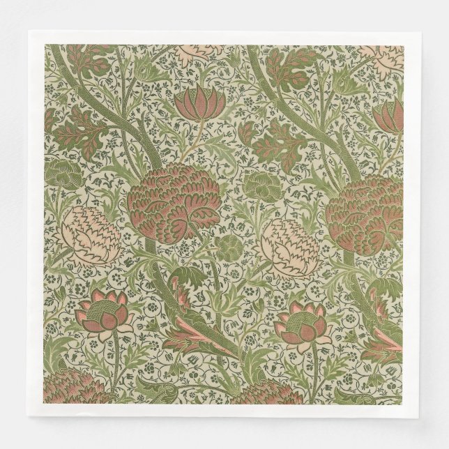 William Morris Cray Sage Flower Floral Botanical Napkin (Front)