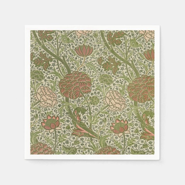 William Morris Cray Sage Flower Floral Botanical Napkin (Front)