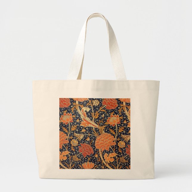 William Morris Cray Wallpaper Flower Pattern Large Tote Bag (Front)