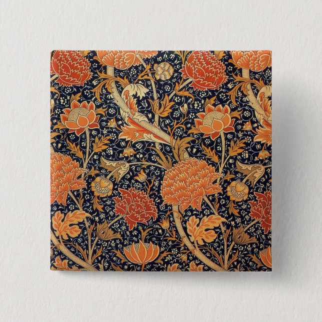 William Morris Cray Wallpaper Pattern 15 Cm Square Badge (Front)