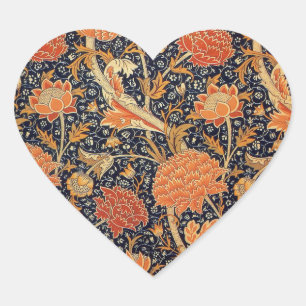 William Morris Cray Wallpaper Pattern Heart Sticker