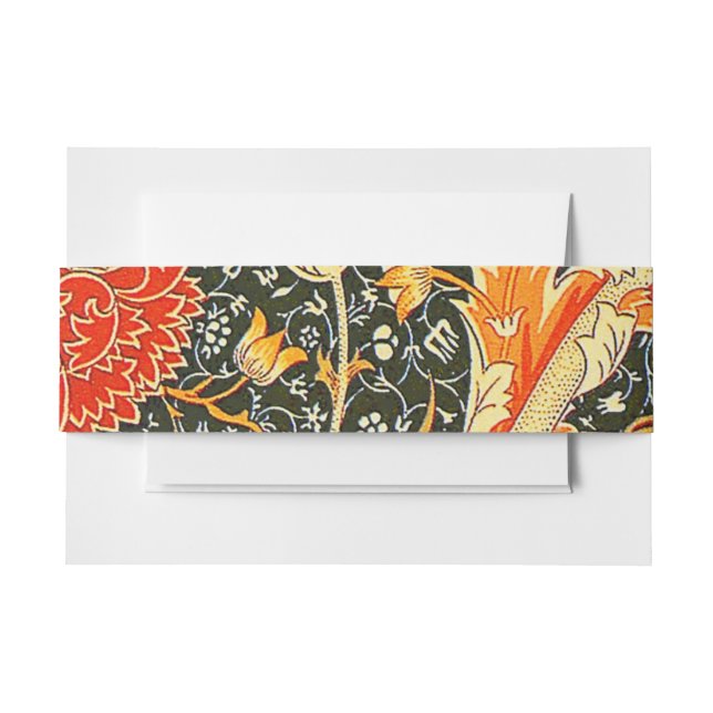 William Morris Cray Wallpaper Pattern Invitation Belly Band (Front Example)